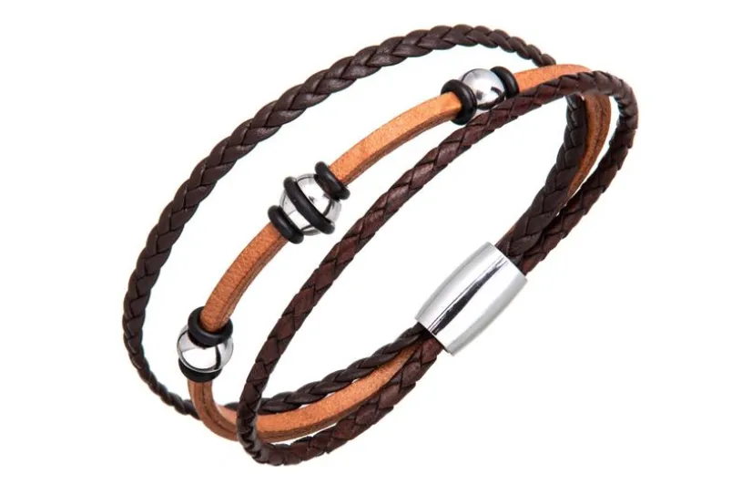 Lederarmband 0674_1 - 3reihig,braun