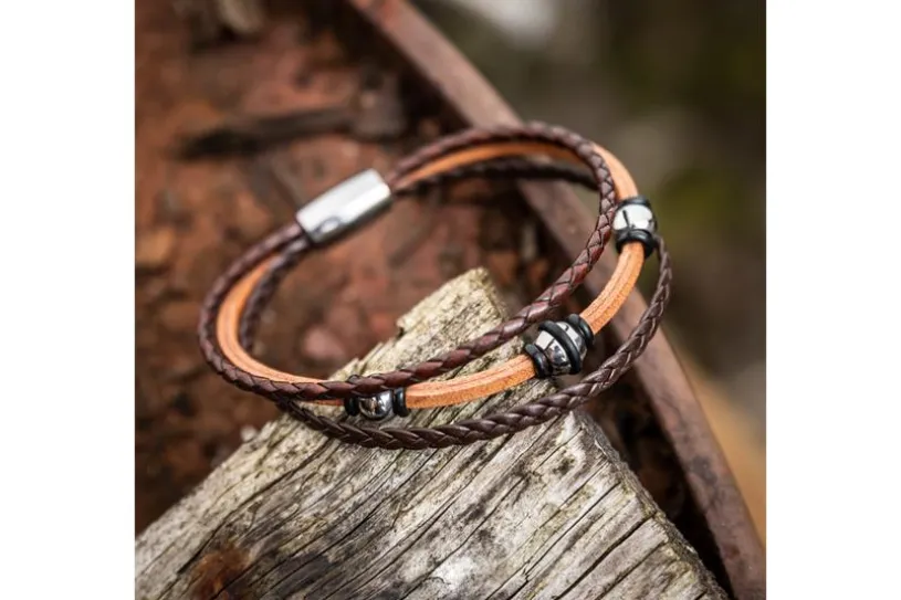 Lederarmband 0674_1 - 3reihig,braun