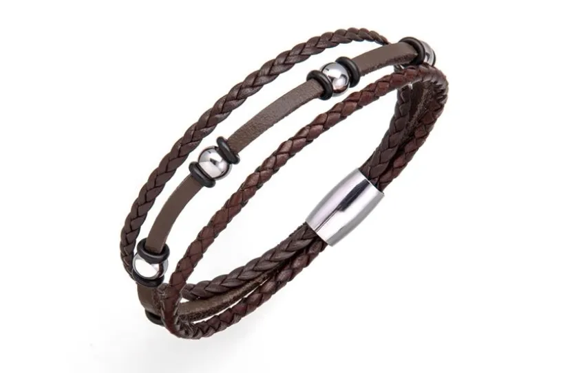 Lederarmband 0625M1 - 3reihig, braun