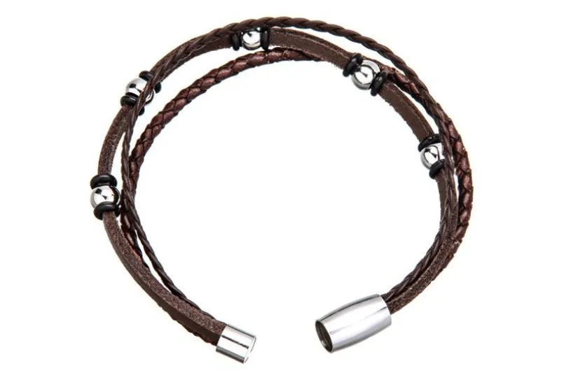 Lederarmband 0625M1 - 3reihig, braun
