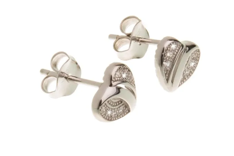 Ohrstecker Herzen  mit Zirkonia - 925 Silber GWK0005