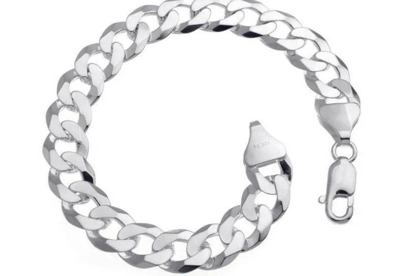 Panzerkette Armband 10mm - 925 Silber, Länge wählbar