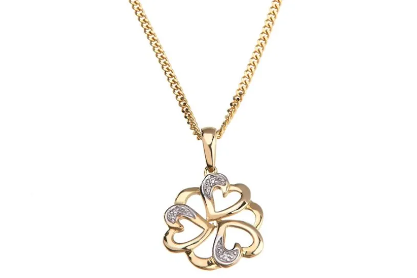 Panzerkette 1,2mm mit Anhänger "Herzblume" - 333 Gold und 375 Gold