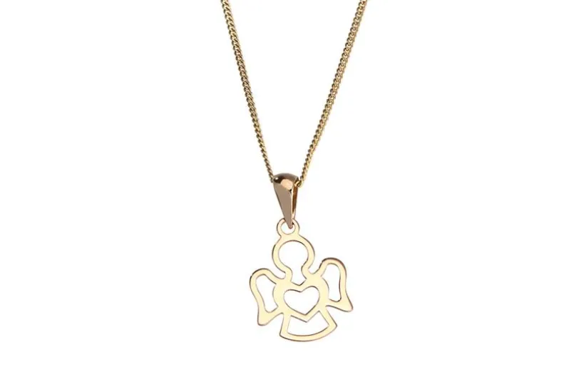 Panzerkette 1mm mit Anhänger "Engel" - 585 Gold