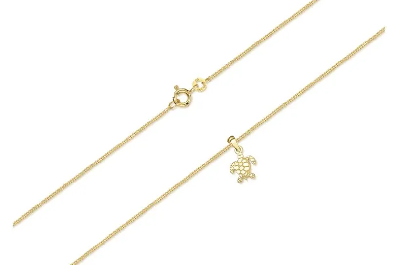 Panzerkette 1mm mit Anhänger Schildkröte - 333 Gold