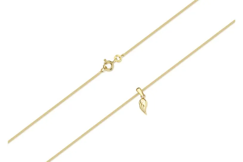 Panzerkette 1mm mit Anhänger Flügel - 333 Gold