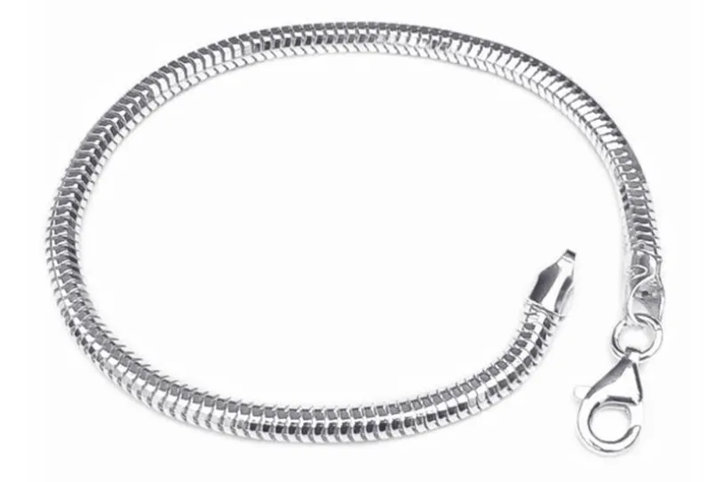Schlangenkette Armband, achtkant 4mm - 925 Silber