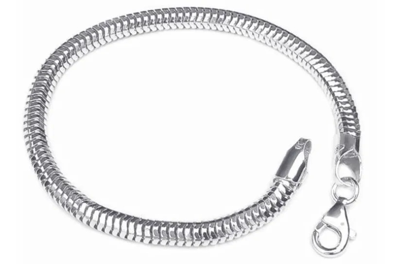 Schlangenkette Armband, achtkant 5mm - 925 Silber