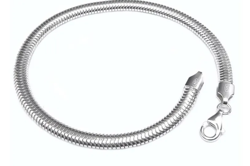 Schlangenkette Armband, oval 4,5mm - 925 Silber