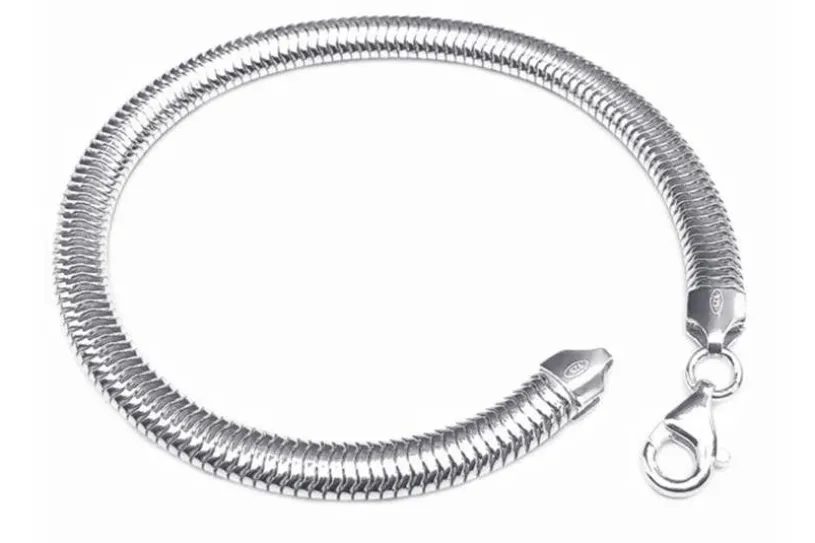 Schlangenkette Armband, oval 6mm - 925 Silber