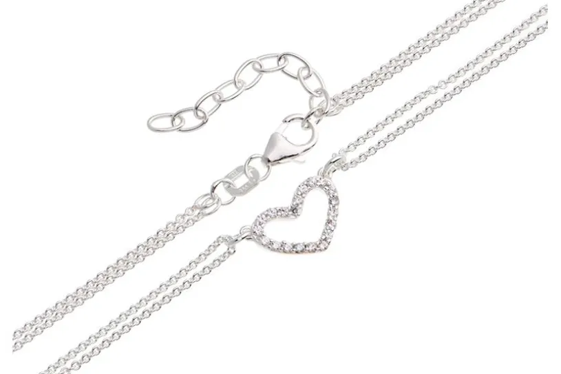 Schmuckset Armband und Fusskette Herz 2reihig - 925 Silber 925 Silber