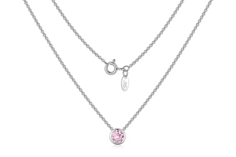 Schmuckset Erbskette mit fliegendem Stein, rosa - 925 Silber