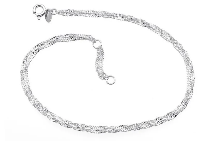 Singapur Fußkette 2reihig 1,8mm- 925 Silber
