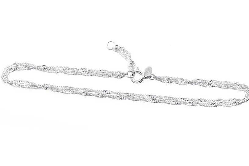 Singapur Fußkette 2reihig 1,8mm- 925 Silber