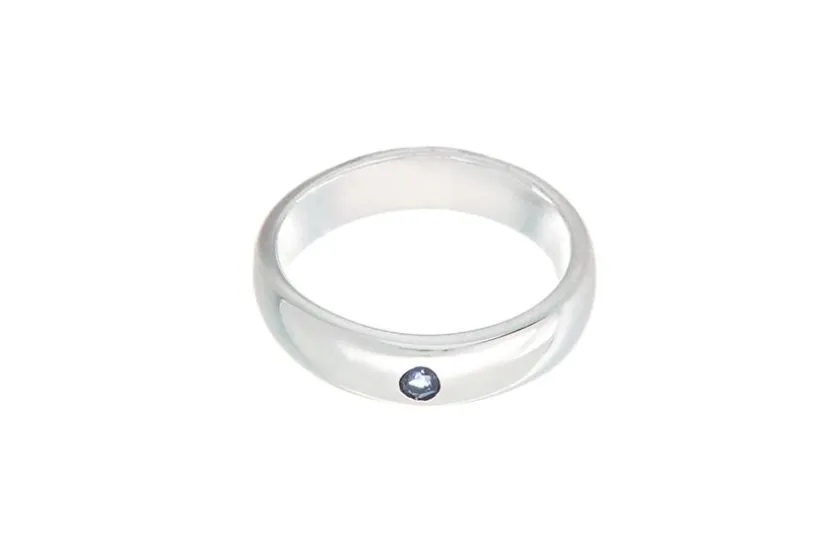 Taufring mit synthetischem Saphir - 925 Silber