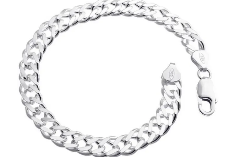 Zwillingspanzerkette Armband 8mm - 925 Silber